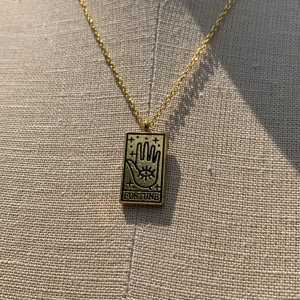 NWT Reversible Sterling Silver Plated Chain, Fortune Tarot Card Alloy Necklace - Picture 5 of 14